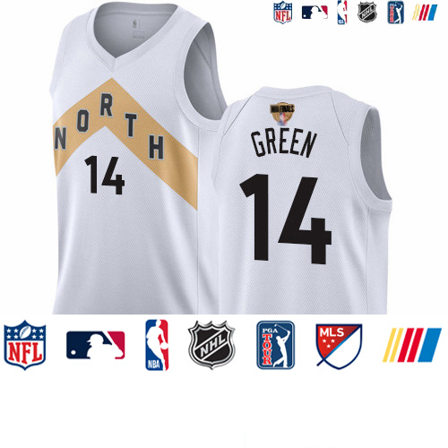Personalized Raptors #14 Danny Green White 2019 Finals Bound Basketball Swingman City Edition 2018 19 Jersey