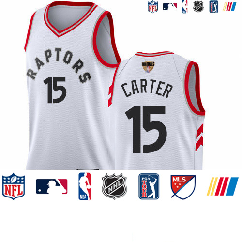 Personalized Raptors #15 Vince Carter White 2019 Finals Bound Basketball Swingman Association Edition Jersey