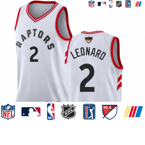 Personalized Raptors #2 Kawhi Leonard White 2019 Finals Bound Basketball Swingman Association Edition Jersey