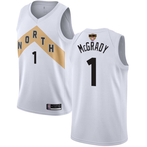 Personalized Raptors #1 Tracy Mcgrady White 2019 Finals Bound Basketball Swingman City Edition 2018 19 Jersey
