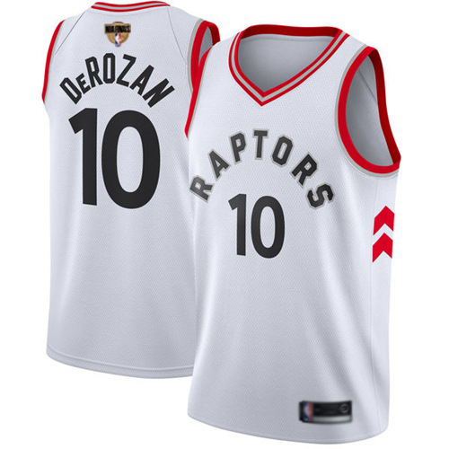 Personalized Raptors #10 DeMar DeRozan White Association Edition 2019 Finals Bound Basketball Swingman Jersey
