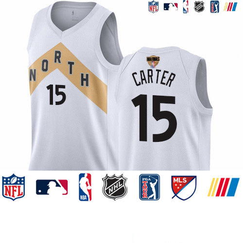 Personalized Raptors #15 Vince Carter White 2019 Finals Bound Basketball Swingman City Edition 2018 19 Jersey