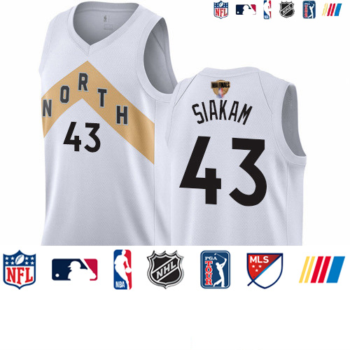 Personalized Raptors #43 Pascal Siakam White 2019 Finals Bound Basketball Swingman City Edition 2018 19 Jersey