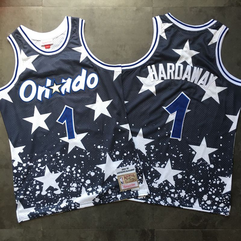 Personalized Magic 1 Anfernee Hardaway Navy 1994-95 Hardwood Classics Jersey