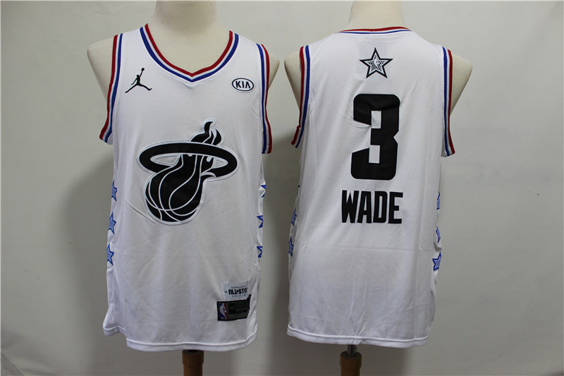 Personalized Heat 3 Dwyane Wade White 2019 NBA All-Star Game Jordan Brand Swingman Jersey