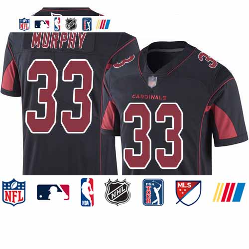Personalized Cardinals #33 Byron Murphy Black Youth Stitched Football Limited Rush Jersey
