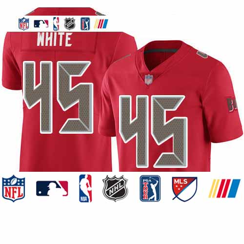 Personalized Buccaneers #45 Devin White Red Youth Stitched Football Limited Rush Jersey