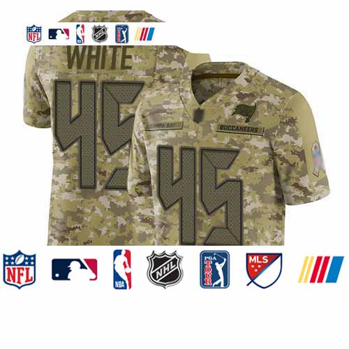 Personalized Buccaneers #45 Devin White Camo Youth Stitched Football Limited 2018 Salute to Service Jersey