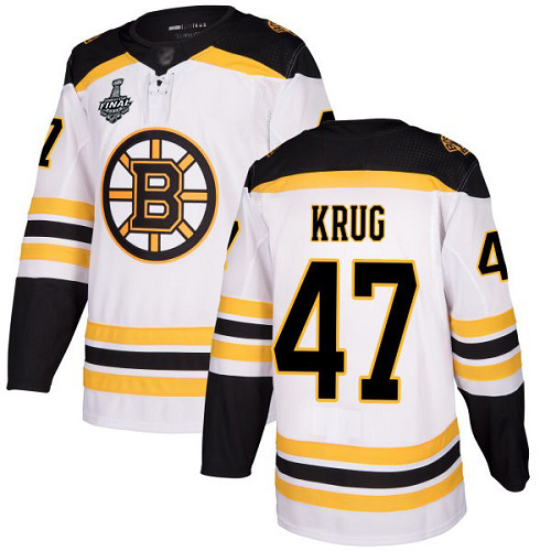 Personalized Bruins #47 Torey Krug White Road Authentic Stanley Cup Final Bound Youth Stitched Hockey Jersey