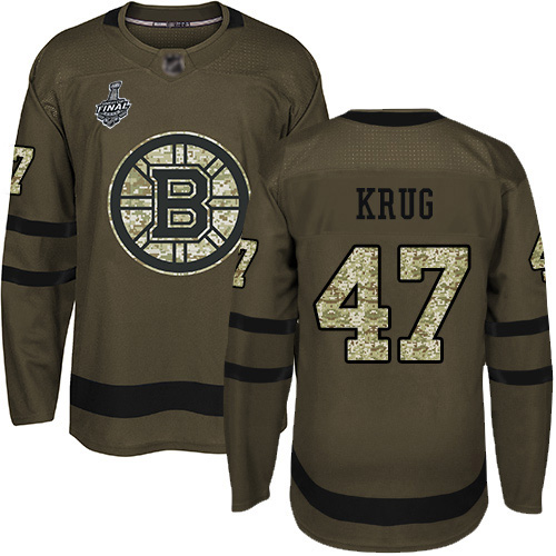 Personalized Bruins #47 Torey Krug Green Salute to Service Stanley Cup Final Bound Youth Stitched Hockey Jersey