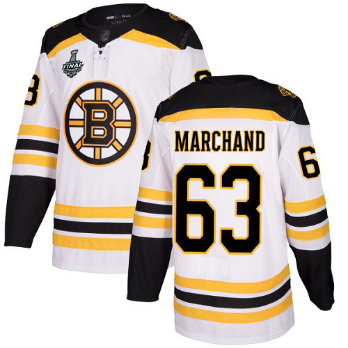 Personalized Bruins #63 Brad Marchand White Road Authentic Stanley Cup Final Bound Youth Stitched Hockey Jersey