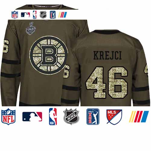 Personalized Bruins #46 David Krejci Green Salute to Service Stanley Cup Final Bound Youth Stitched Hockey Jersey