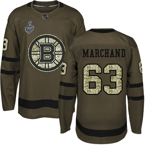 Personalized Bruins #63 Brad Marchand Green Salute to Service Stanley Cup Final Bound Youth Stitched Hockey Jersey