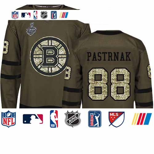 Personalized Bruins #88 David Pastrnak Green Salute to Service Stanley Cup Final Bound Youth Stitched Hockey Jersey