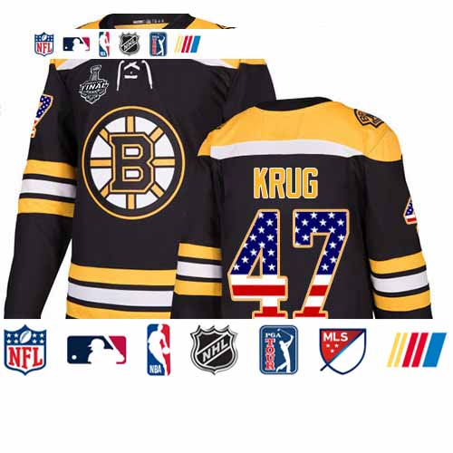 Personalized Bruins #47 Torey Krug Black Home Authentic USA Flag Stanley Cup Final Bound Youth Stitched Hockey Jersey