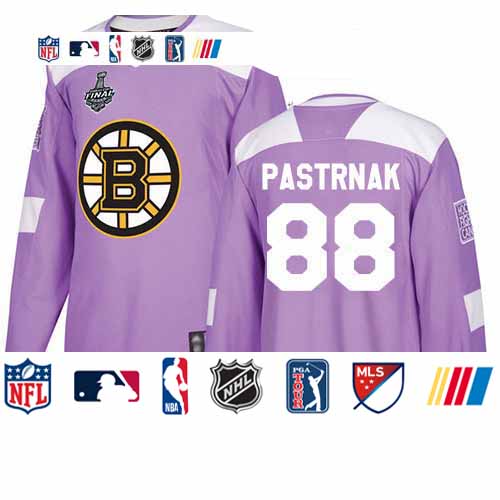 Personalized Bruins #88 David Pastrnak Purple Authentic Fights Cancer Stanley Cup Final Bound Youth Stitched Hockey Jersey