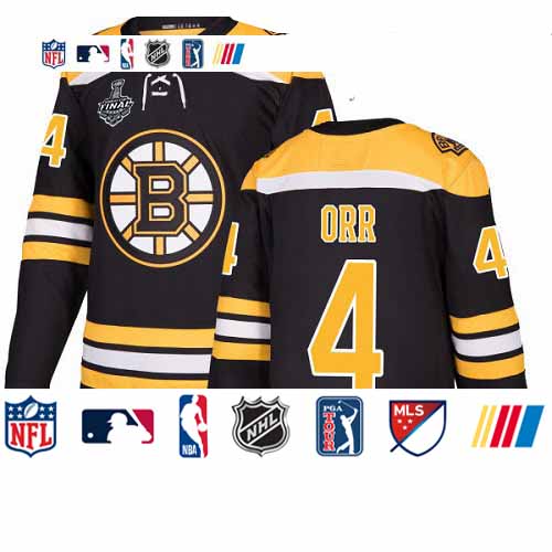 Personalized Bruins #4 Bobby Orr Black Home Authentic Stanley Cup Final Bound Youth Stitched Hockey Jersey