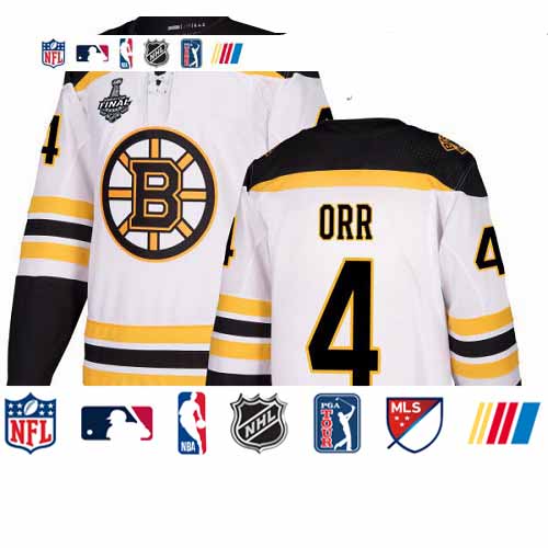 Personalized Bruins #4 Bobby Orr White Road Authentic Stanley Cup Final Bound Youth Stitched Hockey Jersey