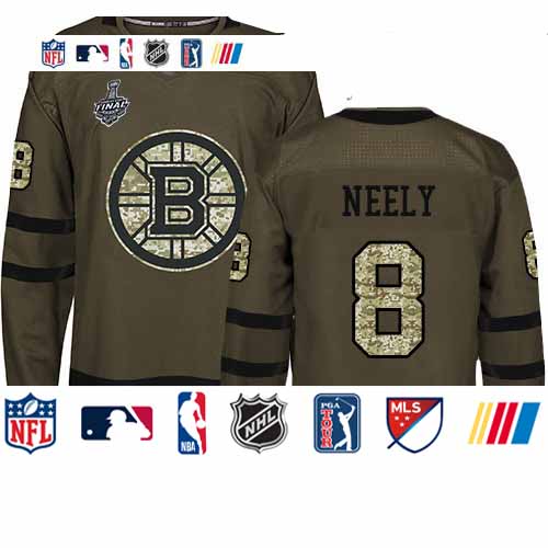 Personalized Bruins #8 Cam Neely Green Salute to Service Stanley Cup Final Bound Youth Stitched Hockey Jersey