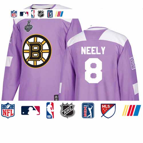 Personalized Bruins #8 Cam Neely Purple Authentic Fights Cancer Stanley Cup Final Bound Youth Stitched Hockey Jersey