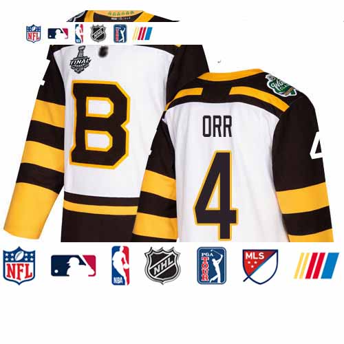 Personalized Bruins #4 Bobby Orr White Authentic 2019 Winter Classic Stanley Cup Final Bound Youth Stitched Hockey Jersey