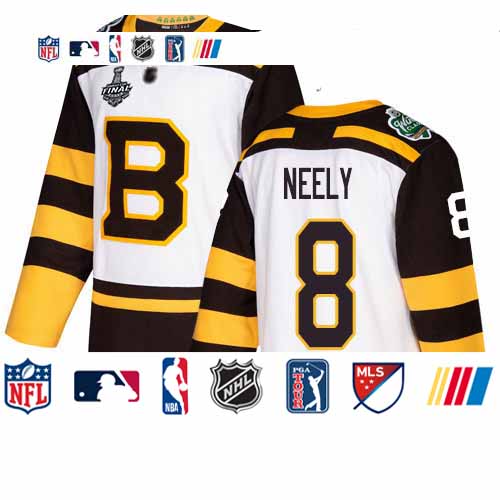 Personalized Bruins #8 Cam Neely White Authentic 2019 Winter Classic Stanley Cup Final Bound Youth Stitched Hockey Jersey
