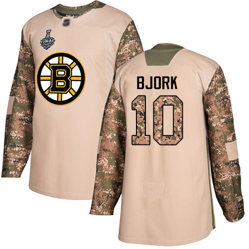 Personalized Bruins #10 Anders Bjork Camo Authentic 2017 Veterans Day Stanley Cup Final Bound Youth Stitched Hockey Jersey
