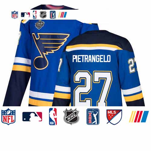 Personalized Blues #27 Alex Pietrangelo Blue Home Authentic Stanley Cup Final Bound Stitched Youth Hockey Jersey