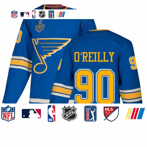 Personalized Blues #90 Ryan O’Reilly Blue Alternate Authentic Stanley Cup Final Bound Stitched Youth Hockey Jersey