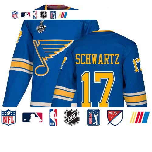 Personalized Blues #17 Jaden Schwartz Blue Alternate Authentic Stanley Cup Final Bound Stitched Youth Hockey Jersey