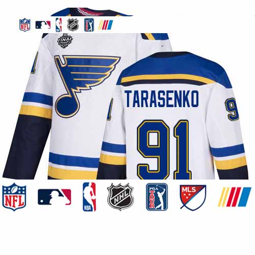 Personalized Blues #91 Vladimir Tarasenko White Road Authentic Stanley Cup Final Bound Stitched Youth Hockey Jersey