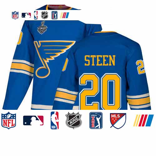 Personalized Blues #20 Alexander Steen Blue Alternate Authentic Stanley Cup Final Bound Stitched Youth Hockey Jersey