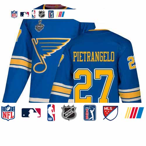 Personalized Blues #27 Alex Pietrangelo Blue Alternate Authentic Stanley Cup Final Bound Stitched Youth Hockey Jersey
