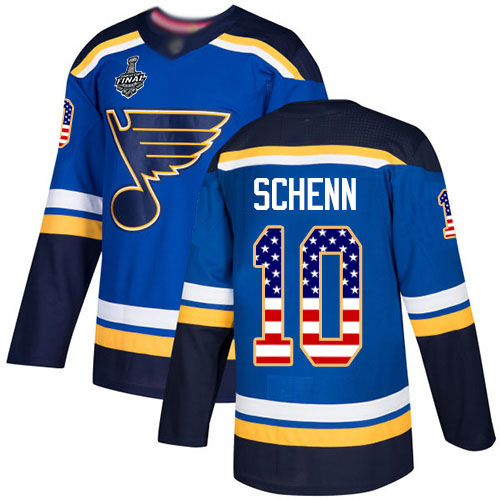 Personalized Blues #10 Brayden Schenn Blue Home Authentic USA Flag Stanley Cup Final Bound Stitched Youth Hockey Jersey