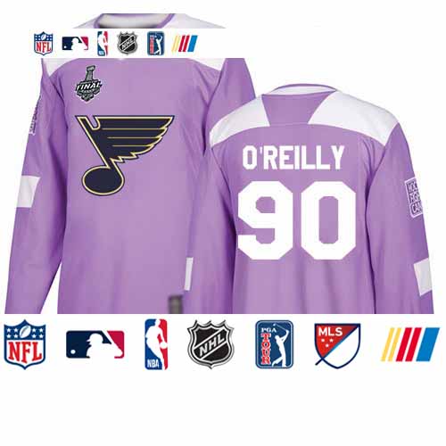 Personalized Blues #90 Ryan O’Reilly Purple Authentic Fights Cancer Stanley Cup Final Bound Stitched Youth Hockey Jersey