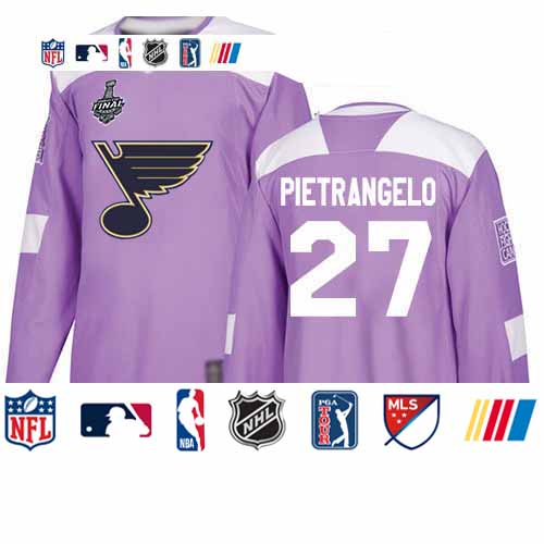 Personalized Blues #27 Alex Pietrangelo Purple Authentic Fights Cancer Stanley Cup Final Bound Stitched Youth Hockey Jersey