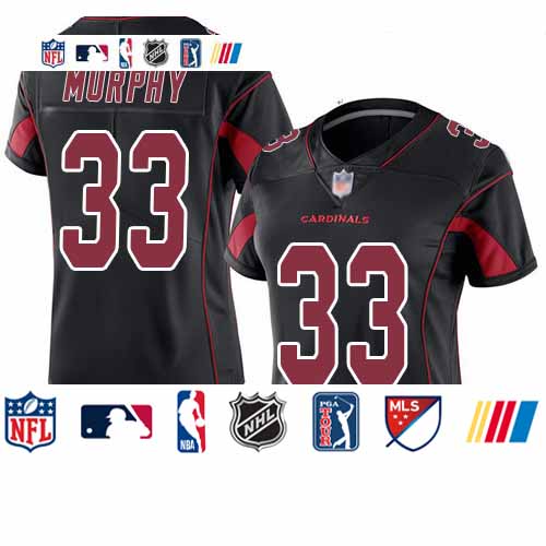 Personalized Cardinals #33 Byron Murphy Black Women’s Stitched Football Limited Rush Jersey
