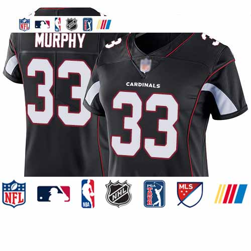 Personalized Cardinals #33 Byron Murphy Black Alternate Women’s Stitched Football Untouchable Limited Jersey