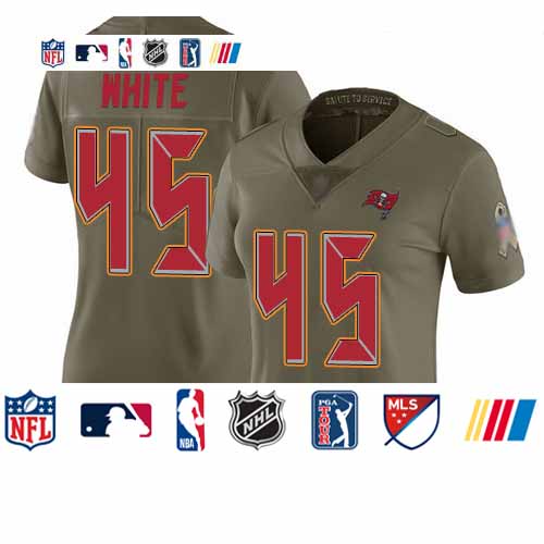 Personalized Buccaneers #45 Devin White Olive Women’s Stitched Football Limited 2017 Salute to Service Jersey