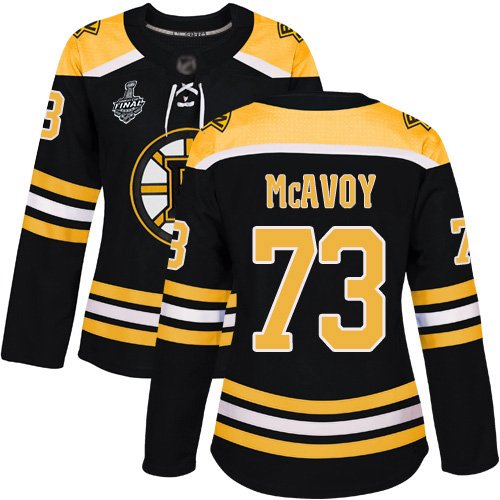 Personalized Bruins #73 Charlie McAvoy Black Home Authentic Stanley Cup Final Bound Women’s Stitched Hockey Jersey