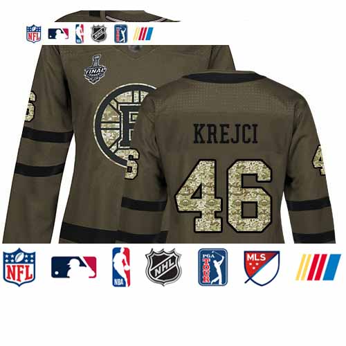 Personalized Bruins #46 David Krejci Green Salute to Service Stanley Cup Final Bound Women’s Stitched Hockey Jersey