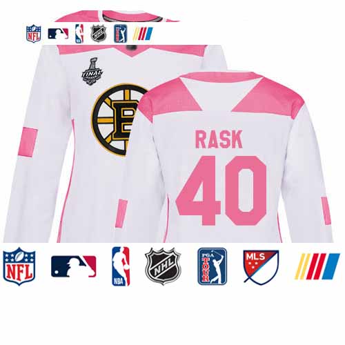 Personalized Bruins #40 Tuukka Rask White Pink Authentic Fashion Stanley Cup Final Bound Women’s Stitched Hockey Jersey