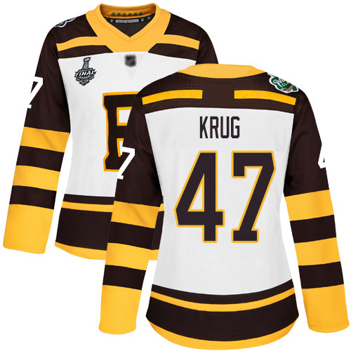 Personalized Bruins #47 Torey Krug White Authentic 2019 Winter Classic Stanley Cup Final Bound Women’s Stitched Hockey Jersey