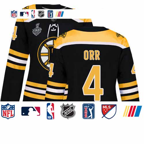 Personalized Bruins #4 Bobby Orr Black Home Authentic Stanley Cup Final Bound Women’s Stitched Hockey Jersey
