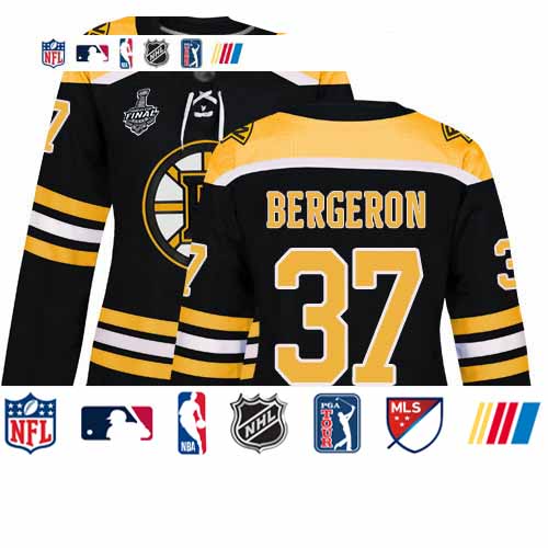 Personalized Bruins #37 Patrice Bergeron Black Home Authentic Stanley Cup Final Bound Women’s Stitched Hockey Jersey
