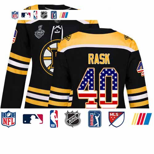 Personalized Bruins #40 Tuukka Rask Black Home Authentic USA Flag Stanley Cup Final Bound Women’s Stitched Hockey Jersey