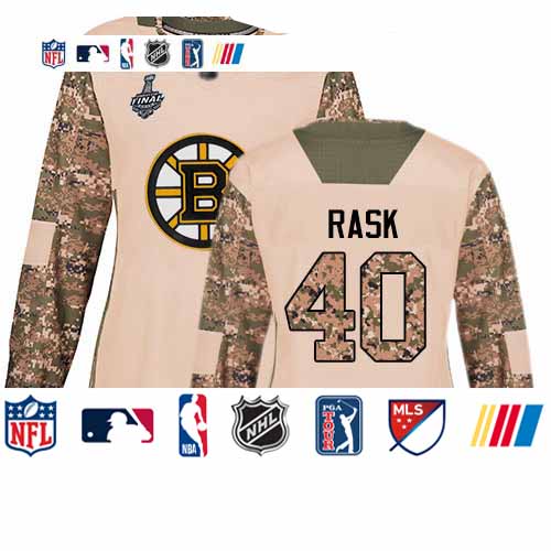 Personalized Bruins #40 Tuukka Rask Camo Authentic 2017 Veterans Day Stanley Cup Final Bound Women’s Stitched Hockey Jersey