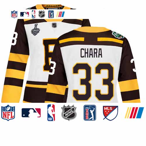 Personalized Bruins #33 Zdeno Chara White Authentic 2019 Winter Classic Stanley Cup Final Bound Women’s Stitched Hockey Jersey