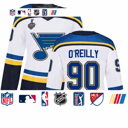 Personalized Blues #90 Ryan O’Reilly White Road Authentic Stanley Cup Final Bound Women’s Stitched Hockey Jersey