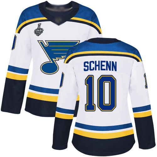 Personalized Blues #10 Brayden Schenn White Road Authentic Stanley Cup Final Bound Women’s Stitched Hockey Jersey